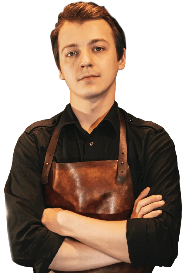 Tailoring portrait in a leather apron